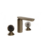 Gessi Perle Смеситель для раковины на 3 отв., без д/к, излив 13,2 см, цвет: coffee bronze brushed 74265#761