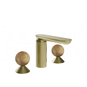 Gessi Perle Смеситель для раковины на 3 отв., без д/к, излив 13,2 см, цвет: brushed brass PVD 74335#727