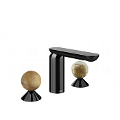 Gessi Perle Смеситель для раковины на 3 отв., без д/к, излив 13,2 см, цвет: black metal PVD 74345#706