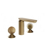 Gessi Perle Смеситель для раковины на 3 отв., без д/к, излив 13,2 см, цвет: warm bronze brushed PVD 74345#726