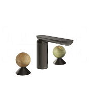 Gessi Perle Смеситель для раковины на 3 отв., без д/к, излив 13,2 см, цвет: black metal brushed PVD 74355#707