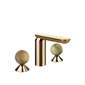 Gessi Perle Смеситель для раковины на 3 отв., без д/к, излив 13,2 см, цвет: warm bronze PVD 74355#735