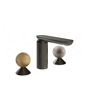 Gessi Perle Смеситель для раковины на 3 отв., без д/к, излив 13,2 см, цвет: black metal brushed PVD 74365#707
