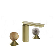 Gessi Perle Смеситель для раковины на 3 отв., без д/к, излив 13,2 см, цвет: brushed brass PVD 74365#727