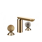 Gessi Perle Смеситель для раковины на 3 отв., без д/к, излив 13,2 см, цвет: warm bronze PVD 74365#735