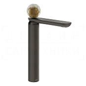 Gessi Perle Смеситель для раковины высокий, без д/к, излив 27,4 см, цвет: black metal brushed PVD 74404#707