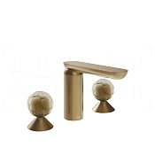 Gessi Perle Смеситель для раковины на 3 отв., без д/к, излив 13,2 см, цвет: warm bronze brushed PVD 74445#726