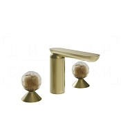 Gessi Perle Смеситель для раковины на 3 отв., без д/к, излив 13,2 см, цвет: brushed brass PVD 74445#727