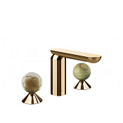 Gessi Perle Смеситель для раковины на 3 отв., без д/к, излив 13,2 см, цвет: warm bronze PVD 74455#735