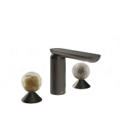Gessi Perle Смеситель для раковины на 3 отв., без д/к, излив 13,2 см, цвет: black metal brushed PVD 74465#707