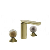 Gessi Perle Смеситель для раковины на 3 отв., без д/к, излив 13,2 см, цвет: brushed brass PVD 74465#727