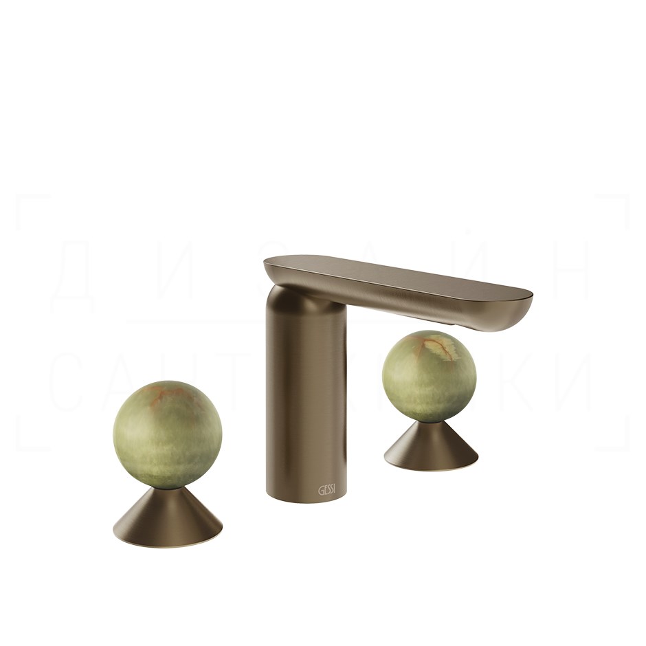 Gessi Perle Смеситель для раковины на 3 отв., без д/к, излив 13,2 см, цвет: coffee bronze brushed 74555#761
