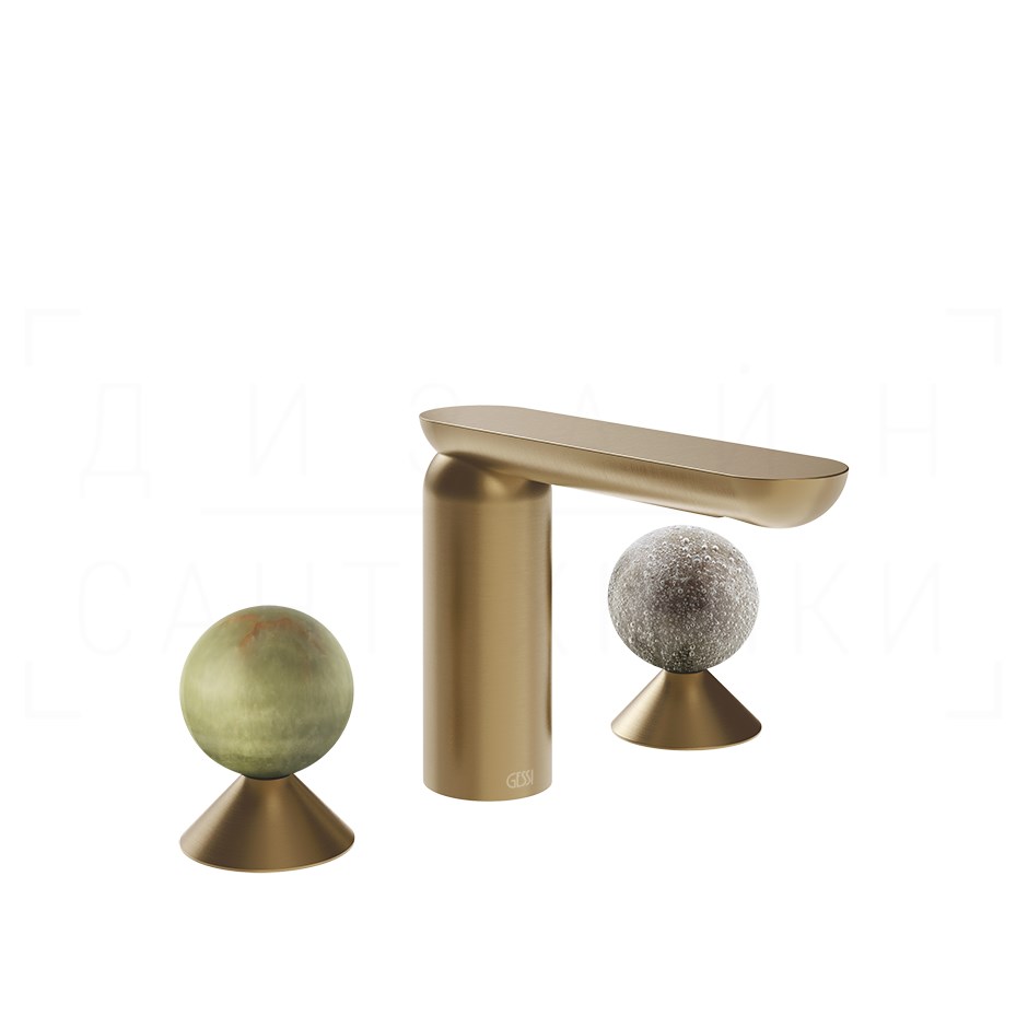 Gessi Perle Смеситель для раковины на 3 отв., без д/к, излив 13,2 см, цвет: warm bronze brushed PVD 74565#726