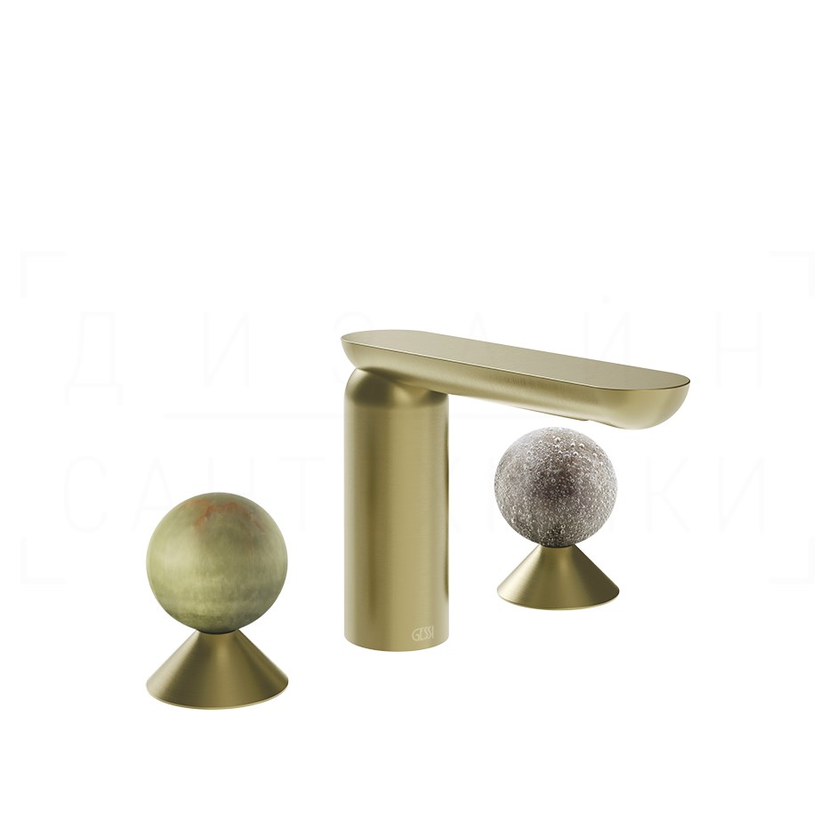 Gessi Perle Смеситель для раковины на 3 отв., без д/к, излив 13,2 см, цвет: brushed brass PVD 74565#727