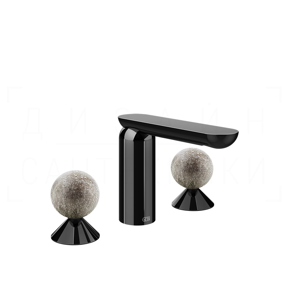 Gessi Perle Смеситель для раковины на 3 отв., без д/к, излив 13,2 см, цвет: black metal PVD 74665#706