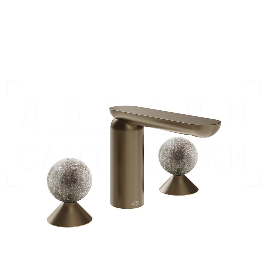 Gessi Perle Смеситель для раковины на 3 отв., без д/к, излив 13,2 см, цвет: coffee bronze brushed 74665#761