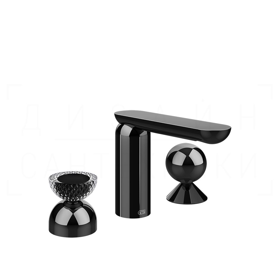 Gessi Perle Смеситель для раковины на 3 отв., без д/к, излив 13,2 см, цвет: black metal PVD 74708#706
