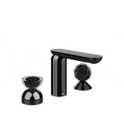Gessi Perle Смеситель для раковины на 3 отв., без д/к, излив 13,2 см, цвет: black metal PVD 74728#706