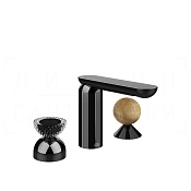 Gessi Perle Смеситель для раковины на 3 отв., без д/к, излив 13,2 см, цвет: black metal PVD 74738#706