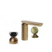 Gessi Perle Смеситель для раковины на 3 отв., без д/к, излив 13,2 см, цвет: warm bronze brushed PVD 74758#726