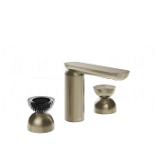 Gessi Perle Смеситель для раковины на 3 отв., без д/к, излив 13,2 см, цвет: finox brushed nickel 74796#149