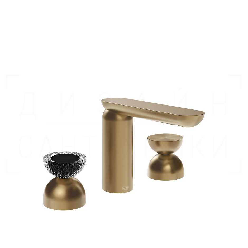 Gessi Perle Смеситель для раковины на 3 отв., без д/к, излив 13,2 см, цвет: warm bronze brushed PVD 74796#726