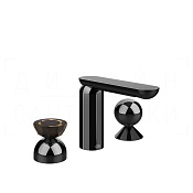 Gessi Perle Смеситель для раковины на 3 отв., без д/к, излив 13,2 см, цвет: black metal PVD 74808#706