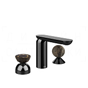 Gessi Perle Смеситель для раковины на 3 отв., без д/к, излив 13,2 см, цвет: black metal PVD 74818#706