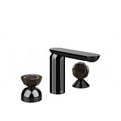 Gessi Perle Смеситель для раковины на 3 отв., без д/к, излив 13,2 см, цвет: black metal PVD 74828#706