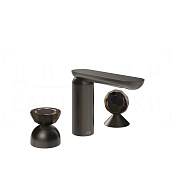 Gessi Perle Смеситель для раковины на 3 отв., без д/к, излив 13,2 см, цвет: black metal brushed PVD 74828#707