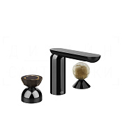 Gessi Perle Смеситель для раковины на 3 отв., без д/к, излив 13,2 см, цвет: black metal PVD 74848#706