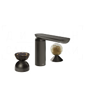 Gessi Perle Смеситель для раковины на 3 отв., без д/к, излив 13,2 см, цвет: black metal brushed PVD 74848#707