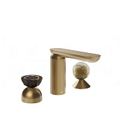 Gessi Perle Смеситель для раковины на 3 отв., без д/к, излив 13,2 см, цвет: warm bronze brushed PVD 74848#726
