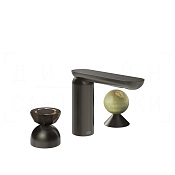 Gessi Perle Смеситель для раковины на 3 отв., без д/к, излив 13,2 см, цвет: black metal brushed PVD 74858#707