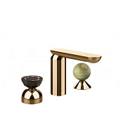 Gessi Perle Смеситель для раковины на 3 отв., без д/к, излив 13,2 см, цвет: warm bronze PVD 74858#735