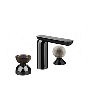 Gessi Perle Смеситель для раковины на 3 отв., без д/к, излив 13,2 см, цвет: black metal PVD 74868#706
