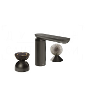 Gessi Perle Смеситель для раковины на 3 отв., без д/к, излив 13,2 см, цвет: black metal brushed PVD 74868#707