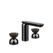 Gessi Perle Смеситель для раковины на 3 отв., без д/к, излив 13,2 см, цвет: black metal PVD 74886#706