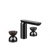 Gessi Perle Смеситель для раковины на 3 отв., без д/к, излив 13,2 см, цвет: black metal PVD 74896#706