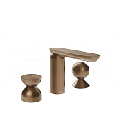Gessi Perle Смеситель для раковины на 3 отв., без д/к, излив 13,2 см, цвет: copper brushed PVD 74908#708