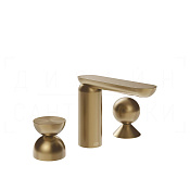 Gessi Perle Смеситель для раковины на 3 отв., без д/к, излив 13,2 см, цвет: warm bronze brushed PVD 74908#726