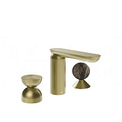 Gessi Perle Смеситель для раковины на 3 отв., без д/к, излив 13,2 см, цвет: brushed brass PVD 74918#727