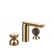 Gessi Perle Смеситель для раковины на 3 отв., без д/к, излив 13,2 см, цвет: warm bronze PVD 74918#735