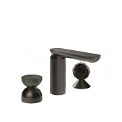 Gessi Perle Смеситель для раковины на 3 отв., без д/к, излив 13,2 см, цвет: black metal brushed PVD 74928#707