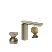 Gessi Perle Смеситель для раковины на 3 отв., без д/к, излив 13,2 см, цвет: finox brushed nickel 74938#149