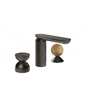 Gessi Perle Смеситель для раковины на 3 отв., без д/к, излив 13,2 см, цвет: black metal brushed PVD 74938#707