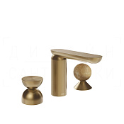 Gessi Perle Смеситель для раковины на 3 отв., без д/к, излив 13,2 см, цвет: warm bronze brushed PVD 74938#726
