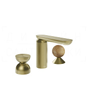Gessi Perle Смеситель для раковины на 3 отв., без д/к, излив 13,2 см, цвет: brushed brass PVD 74938#727
