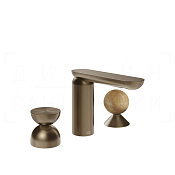 Gessi Perle Смеситель для раковины на 3 отв., без д/к, излив 13,2 см, цвет: coffee bronze brushed 74938#761