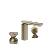 Gessi Perle Смеситель для раковины на 3 отв., без д/к, излив 13,2 см, цвет: finox brushed nickel 74948#149